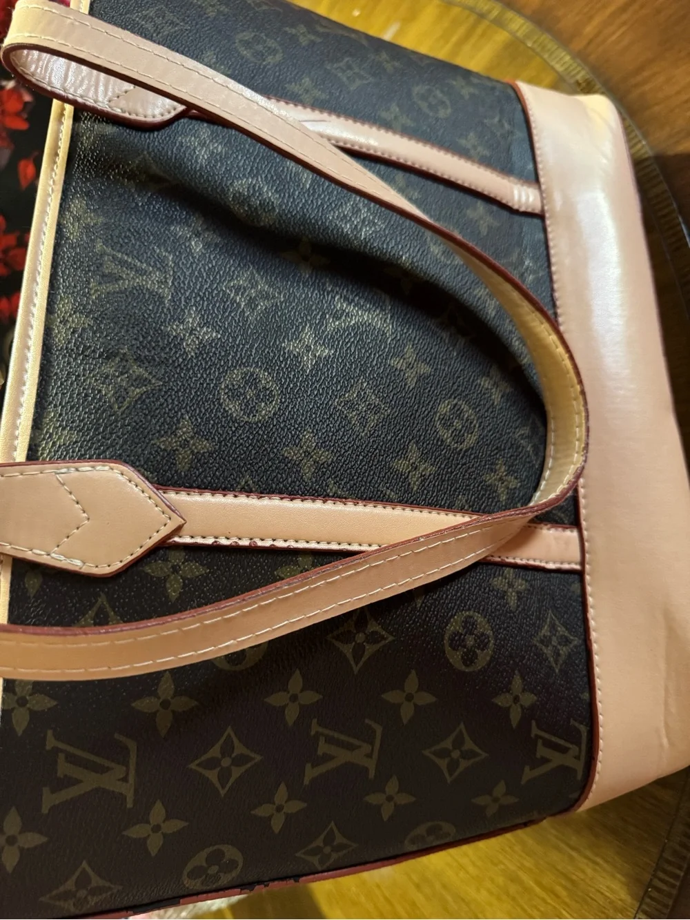 Louis Vuitton Monogram Tote in Dark Brown and Tan Vachetta